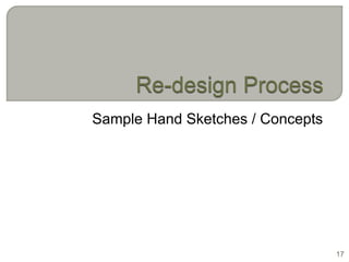 Sample Hand Sketches / Concepts




                                  17
 
