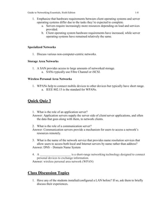 Comprehensive Solution Manual for Guide to Networking Essentials 6th Edition by Tomsho | PDF