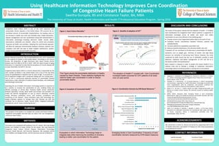 RESEARCH POSTER PRESENTATION DESIGN © 2012
www.PosterPresentations.com
Using Healthcare Information Technology Improves Care Coordination
of Congestive Heart Failure Patients
ABSTRACT
INTRODUCTION
RESULTS DISCUSSION AND CONCLUSIONS
REFERENCES
ACKNOWLEDGMENTS
We would like to thank Dr. Nauert and all of the supporting staff of the
UT Health Informatics and Health IT Program for their help and guidance
in completing this project.
Figure 2: Benefits of adoption of HIT for use in care coordination 6
The purpose of this poster is to analyze the current and future trends in
healthcare technologies and how they can help in the care management
of Chronic Heart Failure.
Figure 1: Heart Failure Mortality 5
Figure 3: Ecosystem of Connected Health 4
The University of Texas at Austin, Health Informatics and Health IT Professional Education Program , Spring 2016
Swetha Gurajala, BS and Constance Taylor, BA, MBA
METHODS
This project was completed with guidance from Dr. Nauert. We used Google
Scholar and PubMed to locate articles for this poster. We used keywords
Congestive Heart Failure, Chronic Disease, Information Technology,
Electronic Health Records, and Outcome Measures. We reviewed articles
from PubMed, and Google Scholar, and the American Journal of Medicine. CONTACT INFORMATION
PURPOSE
The results of this poster indicate that the adoption of Health – IT Enabled
Care Coordination for Congestive Heart Failure patients is supportive of
information exchanges across all health care teams and makes
coordination of care more efficient in the following ways 2
:
● Provides access to less fragmented patient data at the point of care
● Facilitates remote consultations between clinicians, patients and
caretaker/family
● Increases adherence to guideline-concordant care
● Reduces hospital readmissions, thus decrease health care cost
If adopted, HIT can contribute to the decrease in preventable CHF deaths.
Symptoms such as weight gain, shortness of breath, and high blood
pressure are indicative of worsening heart failure; however, the study
conducted by Gellis found that the use of telehealth resulted in early
detection, treatment and better management of CHF and led to a
decreased number of hospitalizations7
.
More research is required in order to project the results Health-IT on a
national scale and to develop a strategy to implement information
technology without sacrificing quality or causing harm to the patient.
Chronic diseases account for 75% of total healthcare cost, and is responsible
for the majority of deaths in the United States3
. According to the Census
Bureau, the proportion of aged Americans who report having chronic
diseases rose from 86% to 92.2% in 20103
. With the rapid increase of aging
Americans, it is important to note that the prevalence of chronic disease will
increase drastically, and with it, the cost.
Congestive heart failure (CHF) is a chronic disease that is responsible for the
most number of deaths in the United States and is one of the top three
causes of hospitalization in patients over 65 years of age1
. It accounts for 1-
2% of healthcare budgets with a projected tripling over the coming years1
.
Care of CHF is enormously expensive because of preventable hospital
readmissions, under-utilization of evidence based therapies, and inadequate
post-discharge monitoring 2
.
Expanding the use of Health Information Technology Systems is expected to
be a solution to increase the coordination of care, enabling timely and
efficient exchange of clinical data. Proactive health service interaction
between specialists, nursing, allied health and primary care providers can
enable the desired management of care to reduce redundant medical
testing, decrease medication errors, and enhance surveillance and
monitoring of the disease1
. Some innovative ways that technology has
helped empower patients to manage their own illnesses are with the
combined use of electronic health records (EHR), integrated telehealth,
telemedicine, and at- home monitoring devices 1
.
1. Iyngkaran, P., Toukhsati, S. R., Biddagardi, N., Zimmet, H., Atherton, J. J., & Hare,
D. L. (2015). Technology-Assisted Congestive Heart Failure Care.Current heart
failure reports, 12(2), 173-186.
2. O'Malley, A. S., Reschovsky, J. D., & Saiontz-Martinez, C. (2015). Interspecialty
communication supported by health information technology associated with
lower hospitalization rates for ambulatory care–sensitive conditions. The
Journal of the American Board of Family Medicine, 28(3), 404-417.
3. Milani, R. V., & Lavie, C. J. (2015). Health care 2020: reengineering health care
delivery to combat chronic disease. The American journal of medicine,128(4),
337-343.
4. AHRQ, (2014). Reviewed 2016. Emerging Trends in Care Coordination
Measurement. Agency for Healthcare Research and Quality, Rockville, MD. http:
//www.ahrq.gov/professionals/prevention-chronic-
care/improve/coordination/atlas2014/chapter4.html
5. CDC(Nov2015).Reviewed 2016. http://www.cdc.
gov/media/dpk/2013/images/vitalSigns/heart_disease/img11.jpg
6. AHRQ(2014).ReviewedJan,2016.http://images.slideplayer.
com/18/5709884/slides/slide_28.jpg
7. Gellis, Z. D., Kenaley, B., McGinty, J., Bardelli, E., Davitt, J., & Ten Have, (2012).
Outcomes of a telehealth intervention for homebound older adults with heart
or chronic respiratory failure: a randomized controlled trial. The
Gerontologist, 52(4), 541-552.
Congestive Heart Failure (CHF) is one of the most expensive and
preventable chronic diseases in the United States. CHF accounts for an
exorbitant amount of preventable hospitalizations, the leading cause of
the increase in health care costs and mortality rates. Proper prevention,
disease management and care coordination along with advancements in
information technology—including electronic health records (EHR),
telemedicine, telehealth and mhealth - allow for careful and immediate
responses by health care providers. Adopting this multi-faceted approach
will allow for improved communication between clinicians, patients, and
caretakers and with will lead to fewer hospital readmissions, greater
quality of care, and improved health outcomes.
Swetha Gurajala Constance Taylor
gurajalas@gmail.com constancetaylor513@gmail.com
Figure 4: Coordination Domains by EHR-Based Measures 4
Ecosystem in which Information Technology helps to
integrate data while improving the workflow of clinicians,
leading to better care coordination for the patient.
Emerging trends in Care Coordination: Frequency of care
coordination domains measured by EHR-based measures
The adoption of Health-IT coupled with Care Coordination
increased health outcomes for CHF patients of all races
over a 6 year period.
This Figure shows the preventable distribution of deaths
caused by Heart Disease. These statistics highlights the
need for better care coordination in order to reduce
preventable deaths.
Figure 2: Benefits of adoption of HIT 6
 