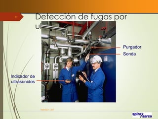 Detección de fugas por
ultrasonidos
VaInGe-r_307
81
Purgador
Sonda
Indicador de
ultrasonidos
 