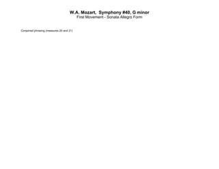 W.A. Mozart, Symphony #40, G minor
                                          First Movement - Sonata Allegro Form


Conjoi...