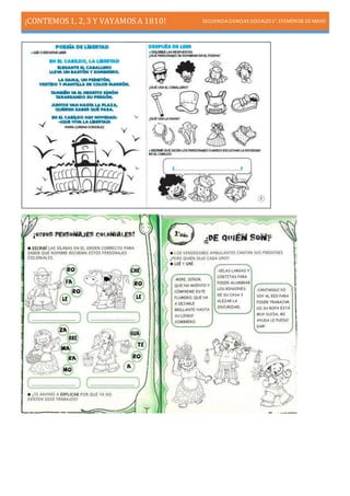 ¡CONTEMOS1, 2, 3 Y VAYAMOSA 1810! SECUENCIA CIENCIAS SOCIALES1°. EFEMÉRIDE DE MAYO
 