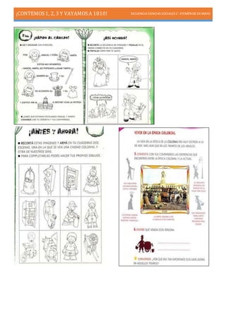 ¡CONTEMOS1, 2, 3 Y VAYAMOSA 1810! SECUENCIA CIENCIAS SOCIALES1°. EFEMÉRIDE DE MAYO
 