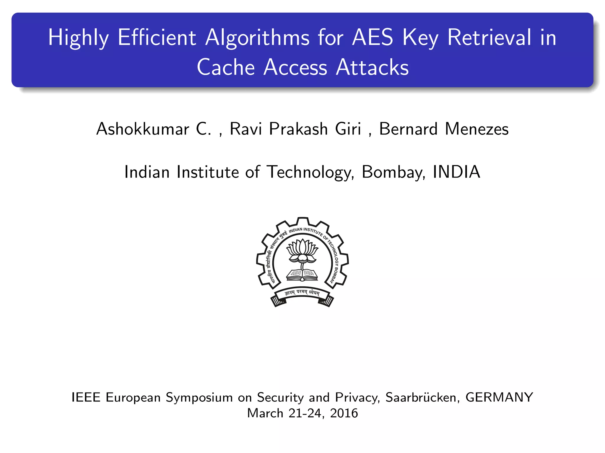 Side Channel Attacks on AES PPT