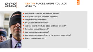 34
 Are your factories and warehouses secure?
 Can you source your suppliers’ suppliers?
 Are your distributors vetted?...