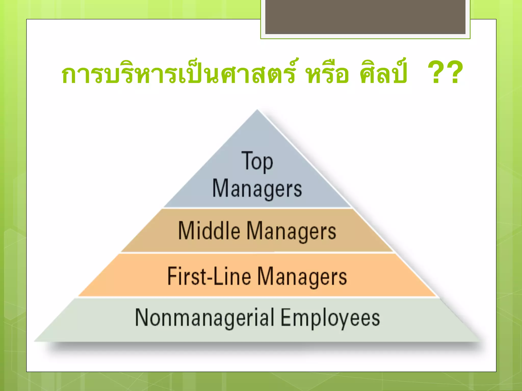 การบริหารเป็นศาสตร์ หรือ ศิลป์ ?? 
 