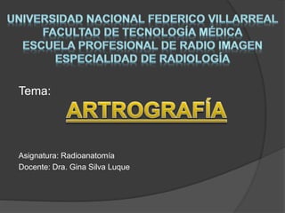 Tema:
Asignatura: Radioanatomía
Docente: Dra. Gina Silva Luque
 