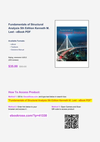 Fundamentals of Structural Analysis 5th Edition by Kenneth M. Leet | PDF