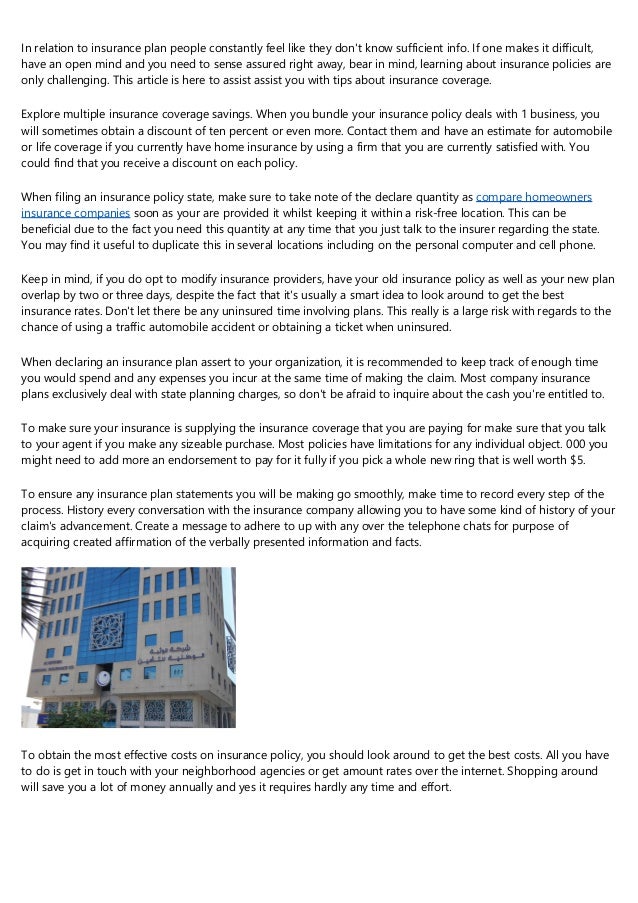 Guidance To Assist With The General Insurance Selections Guidance To Assist With The General Insurance Selections