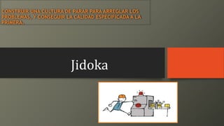 Jidoka
CONSTRUIR UNA CULTURA DE PARAR PARA ARREGLAR LOS
PROBLEMAS, Y CONSEGUIR LA CALIDAD ESPECIFICADA A LA
PRIMERA.
 