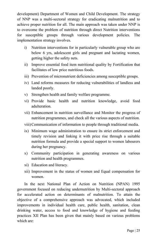National Nutrition Programmes In India Pdf