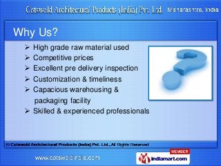 Why Us?






High grade raw material used
Competitive prices
Excellent pre delivery inspection
Customization & timel...