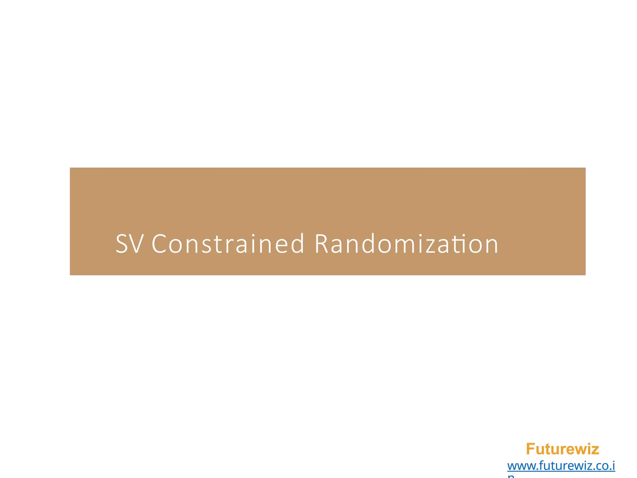 SV Constrained Randomization
Futurewiz
www.futurewiz.co.i
 
