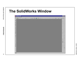 Lesson1:BasicFunctionality
SolidWorks2001TeacherGuideREPRODUCIBLE47
The SolidWorks Window
 
