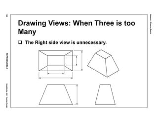 Lesson4:DrawingBasics
162REPRODUCIBLESolidWorks2001TeacherGuide
Drawing Views: When Three is too
Many
The Right side view is unnecessary.
 
