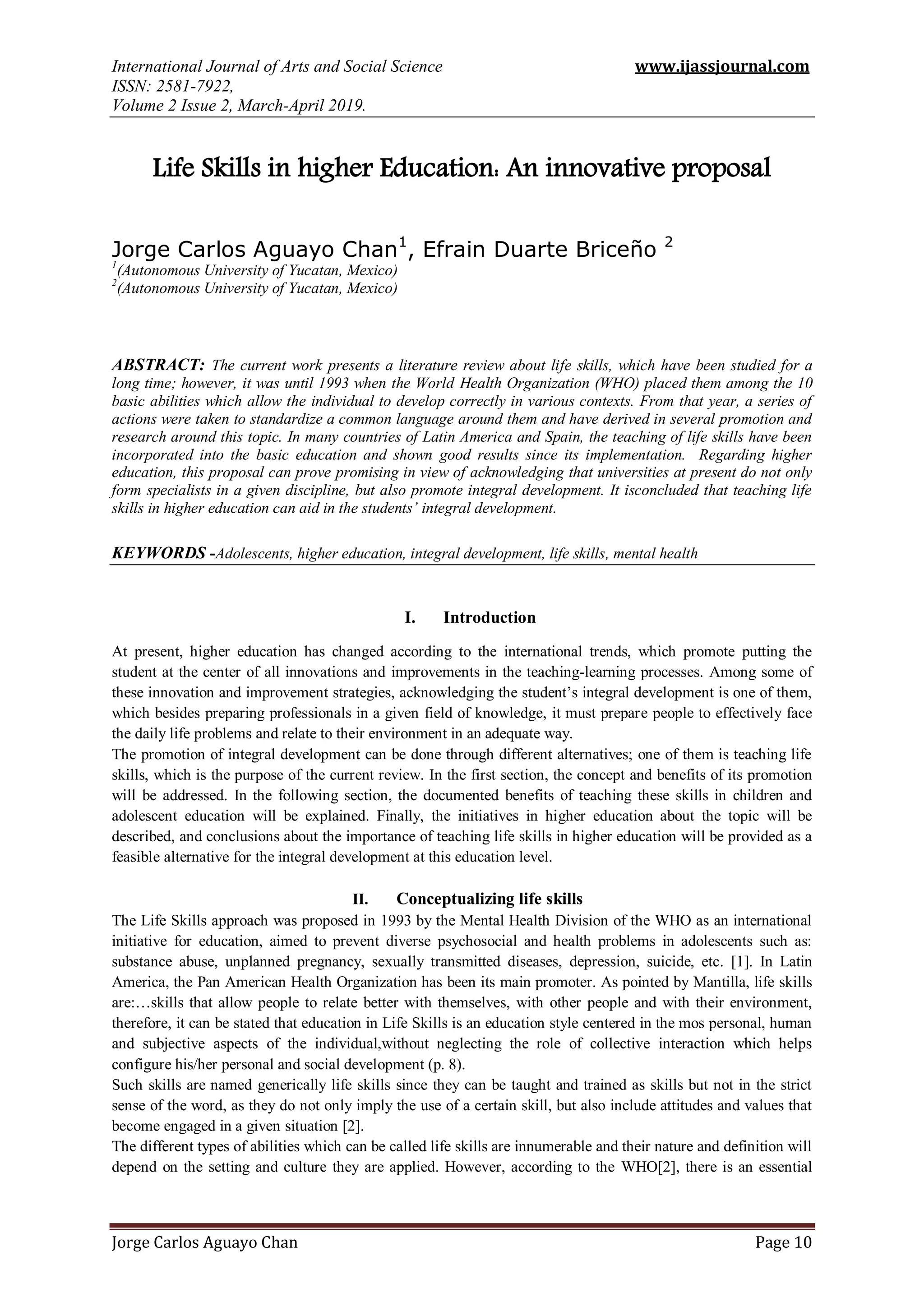 Curated visual reference: Gallery Detail: Life Skills In Higher Education An Innovative Proposal