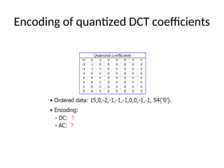 Encoding of quantized DCT coefficients
 