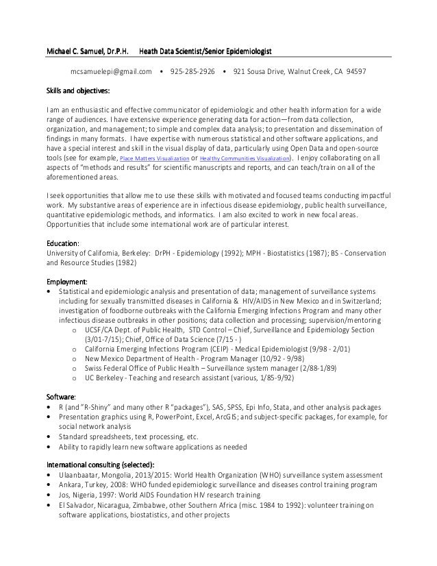 michael c samuel resume 5 2016 epidemiologist resume