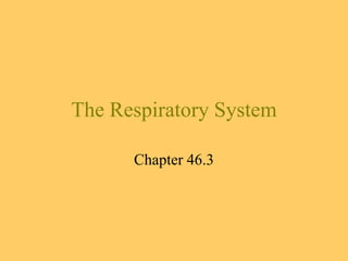 The Respiratory System
Chapter 46.3
 