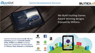 Game Development Services
AppsOut develop advanced 2D, 3D and
isometric games in Cocos2D, Box2D,
Unity, HTML5 and Adobe including
large scale multiplayer real time games
for iPhone, iPad, Android and Facebook
We Build Exciting Games
Award Winning designs
Enjoyed by Millions
 