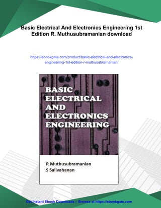 Basic Electrical And Electronics Engineering 1st Edition R ...