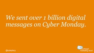 We sent over 1 billion digital
messages on Cyber Monday.
@kyleplacy
 