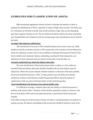 CREDIT APPRAISAL and NPA MANAGEMENT | PDF