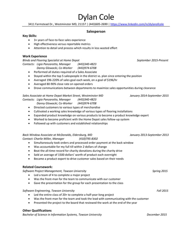 Salesperson Resume PDF - Salesperson Resume 1 638 