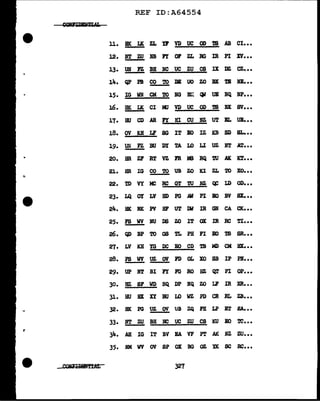 REF ID:A64554
ll. BK LK ZL tr VD UC OD TS AB CI•••
12. NT ZtJ NB Fr OF ZL BG IR PI XV•••
13. UN F'Z BB NC UC ZU CS IX DZ CZ•••
14. QP PB CO TO DE UO ZO BX m D •••
15. IG WH CM TO NG :a:.: Cl' UB NQ NP•••
J.6. BK LK CI HJ VD UC OD 1B BX SV•••
17. HU CD AR FY HI CU NZ UT BL UE•••
18. OV KH U' SG IT EO IZ KB SD SL•••
19. UN n BU DY TA LO LI UZ NT AT•••
20. HR ZI RT VZ FR MS RQ iJ AK KT•••
2.1. HR IG CO TO UB ZO KI ZL TO XO•••
22. TD VY MC RC GT ro .NZ C¥: LD OD•••
23. LQ OY LV HD PG A1i PI BO BV SX•••
24. lllC NK PV HF UT Ill IR GN CA CK•••
25. FS WV HU D6 ZO IT OX IR RC TI•••
26. QD BP TO GS TL PH FI EO 1B SR.••
27. LV KB YG DC EO CD TB MD CM BX•••
28. i'S WV UZ OV FD OL XO SB IP PB•••
29. UP NT BI FY FG RO HZ QT PI OP•••
30. HZ SF WD NQ DP NQ ZO U IR XR•••
31. HU BX XY BU LO WZ PD CR RL ZB•••
32. BK PG UZ OV UB ZQ FR LP ET EA•••
33. HT ZtJ DH IE UC ZU CS KU EO TC•••
34. AH IG IT BV EA VF PT AK NZ ZU•••
35. NM WV OV SP OX BG OZ YK SC RC•• •
327
 