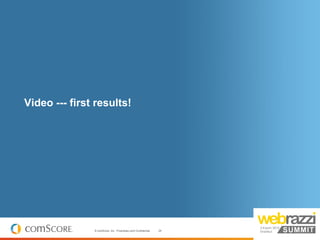 Video --- first results!




               © comScore, Inc. Proprietary and Confidential.   24
 