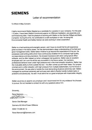 Letter of recommendation SIEMENS