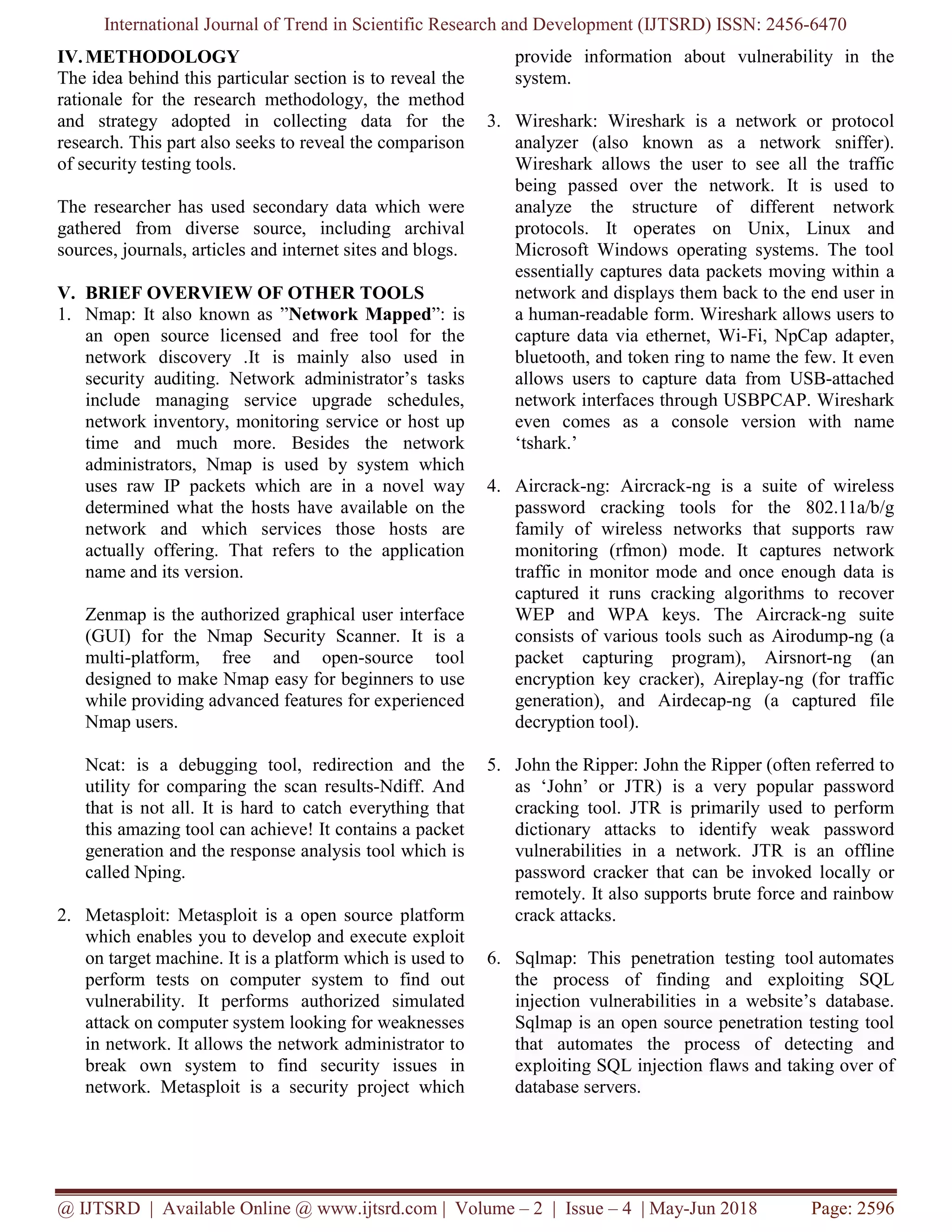 A Comparison Study of Open Source Penetration Testing Tools | PDF