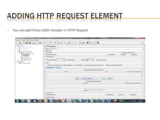 ✕ You can add it from ADD> Sampler >> HTTP Request
 