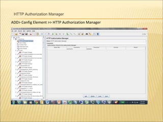 HTTP Authorization Manager
ADD> Config Element >> HTTP Authorization Manager
 