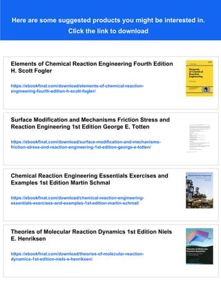 Fundamentals of Chemical Reaction Engineering Mark E. E. Davis | PDF