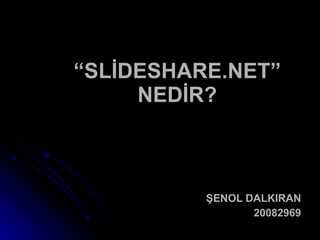 “ SLİDESHARE.NET” NEDİR? ŞENOL DALKIRAN 20082969 