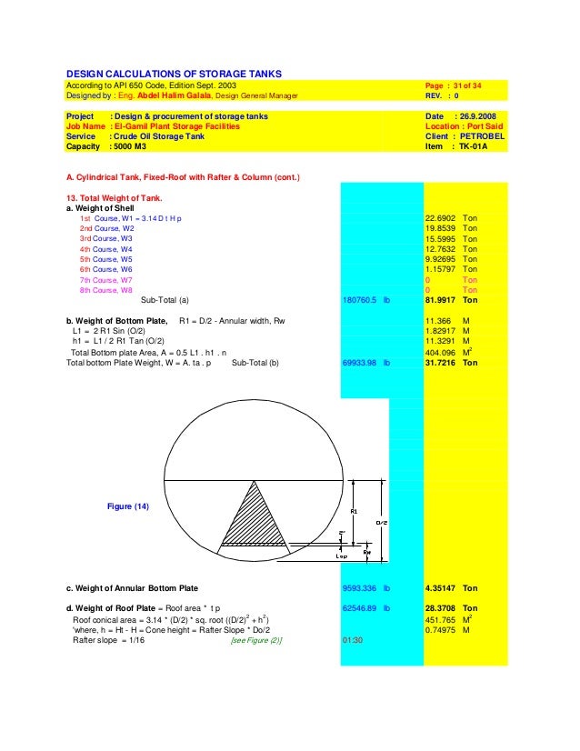 Api 650 Tank Calculation Spreadsheet Api 650 Tank Calculation Spreadsheet
