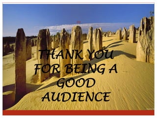THANK YOU
FOR BEING A
GOOD
AUDIENCE
29
 