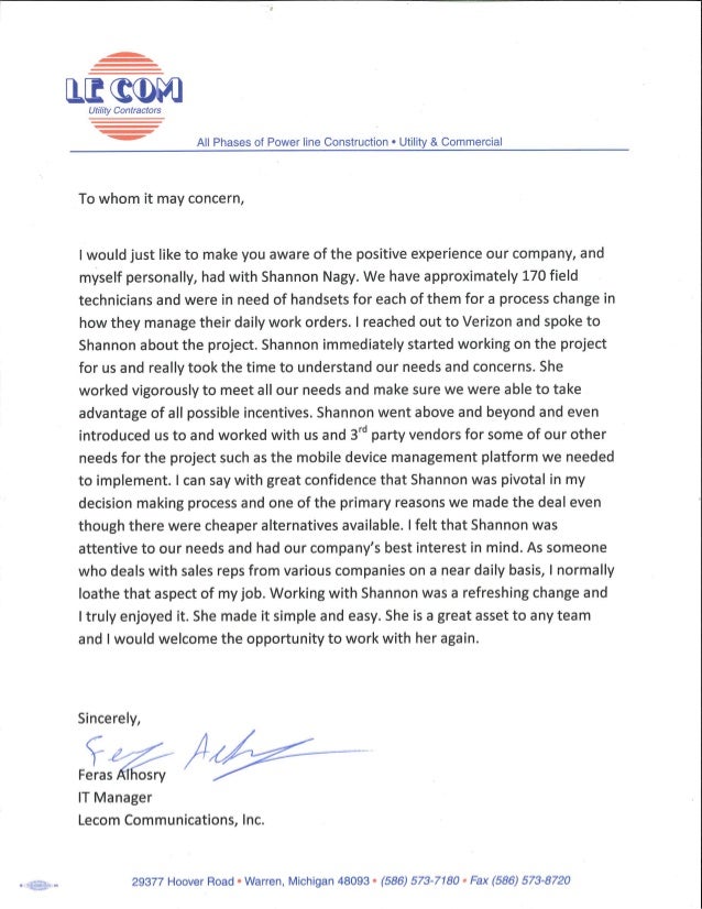 shannon nagy recommendation lecom lecom letter of recommendation