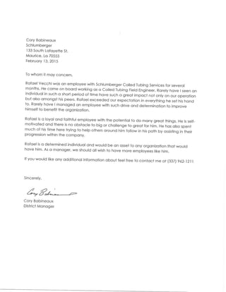 Letter of Recommendation from Cory Babineaux