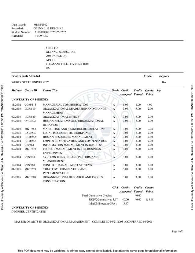 GR-Transcript - UOPHX | PDF | Business | Business and Finance
