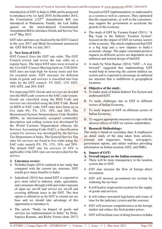 A Study on Challenges and Impact of Goods and Services Tax on Various ...