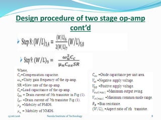 Design procedure of two stage op-amp
cont’d
813/06/2016 Narula Institute of Technology
 