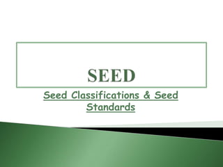 Seed Classifications & Seed
Standards
 