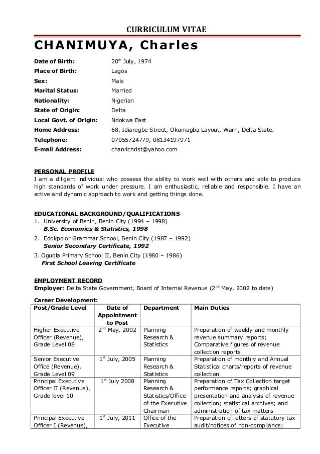 charles cv origin of curriculum vitae