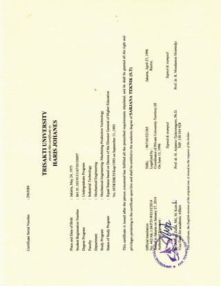 Trisakti certificate