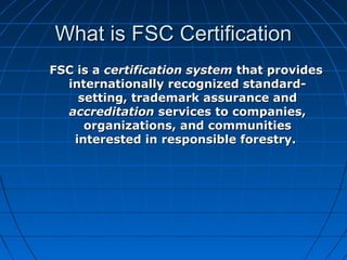 Fsc Training CERTIFICATION COMPLIANCE TRAINING | PPT