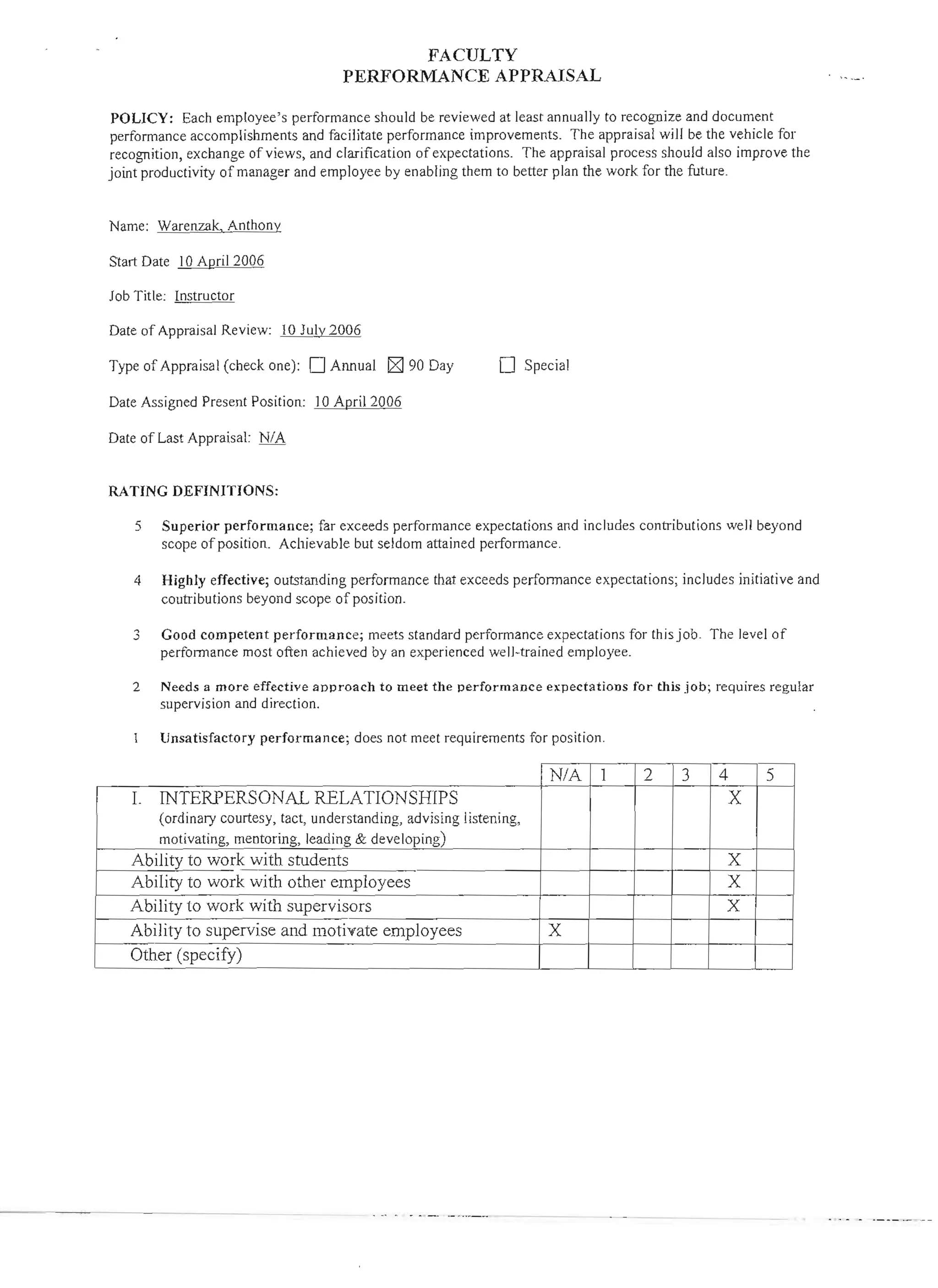 Faculty Performance Appraisal | PDF