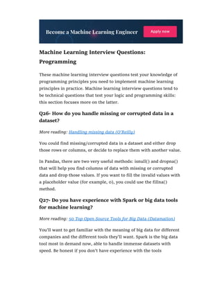 41 essential machine learning interview questions! | PDF