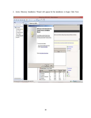 30
2. Active Directory Installation Wizard will appear for the installation to begin. Click Next
 